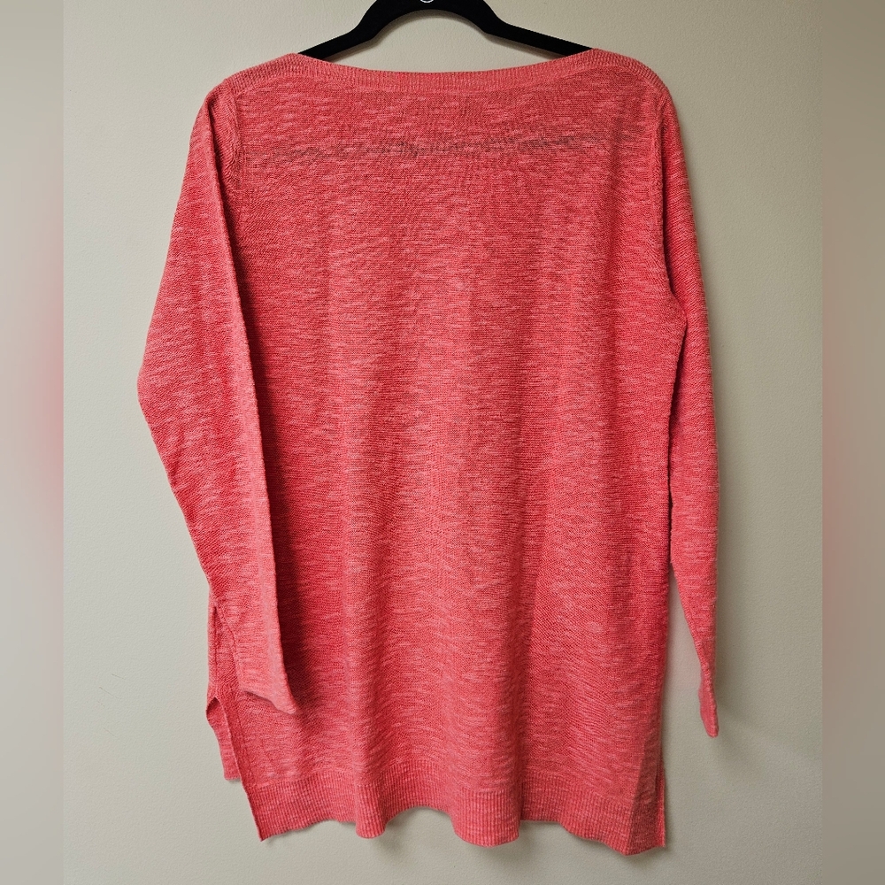Eileen Fisher Cotton Linen Blend Coral Tunic Long Sleeve Top Size S Oversized - Picture 4 of 7